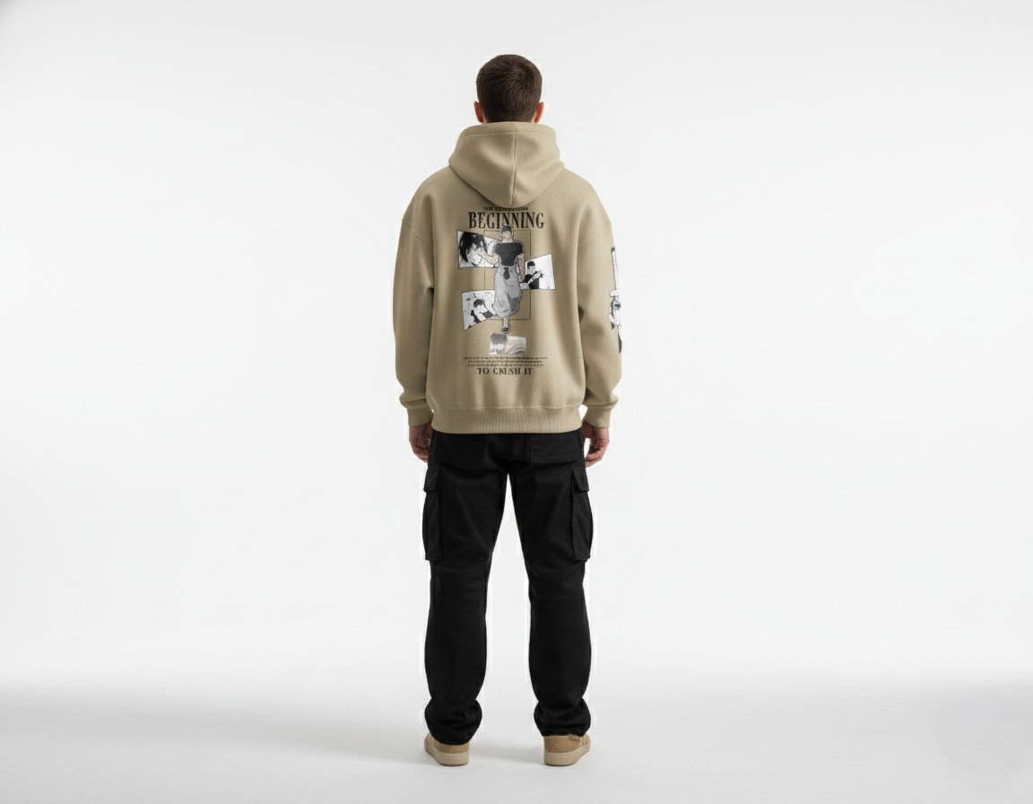 Sweater Toji Fushiguro – Edición Beige Shadow (Estampado DTF Premium)