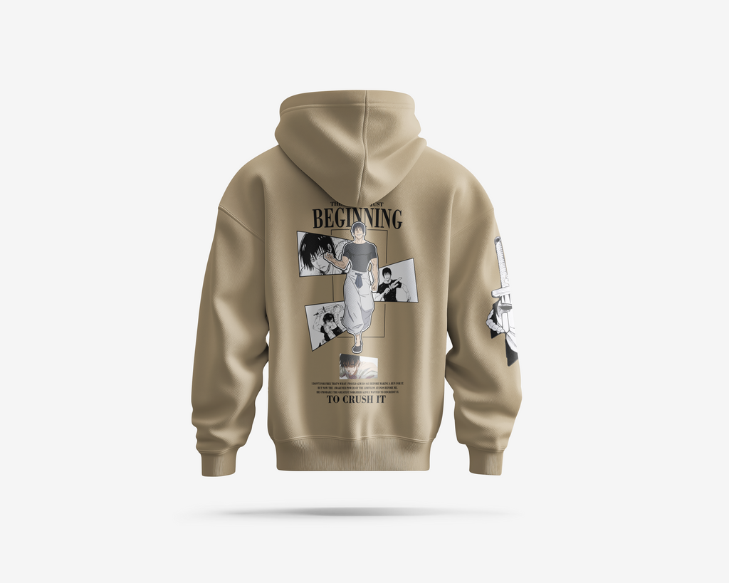 Sweater Toji Fushiguro – Edición Beige Shadow (Estampado DTF Premium)